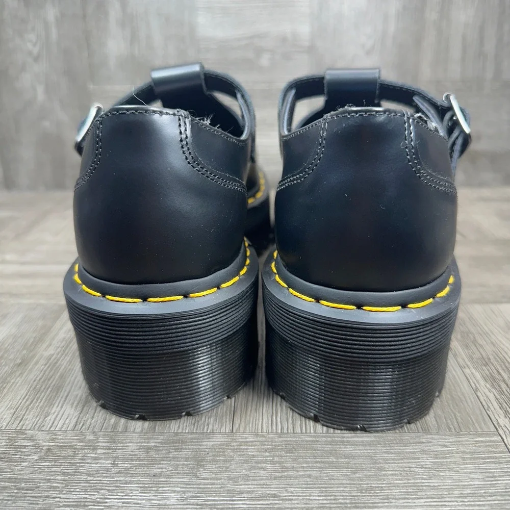 Dr. Martens Bethan Mary Jane Womens 10 Black Platform Leather T-Bar NEW